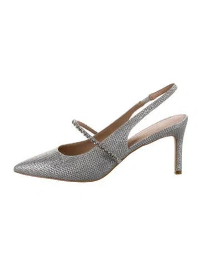 Pre-owned Stuart Weitzman Glitter Slingback Pumps In Silver