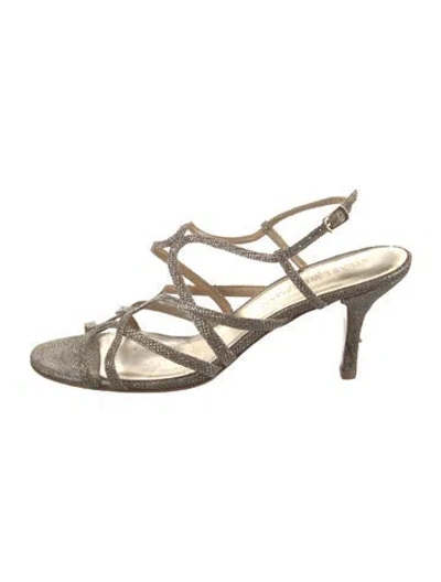 Pre-owned Stuart Weitzman Glitter Slingback Sandals In Gold
