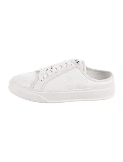 Pre-owned Stuart Weitzman Glitter Sneakers In White