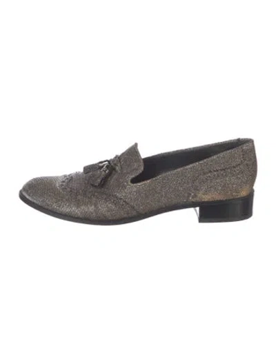 Pre-owned Stuart Weitzman Glitter Tassel Accents Loafers In Multi