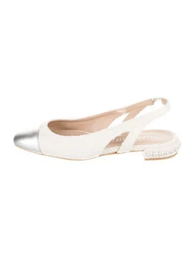 Pre-owned Stuart Weitzman Glitter Tweed Pattern Slingback Flats In Gold