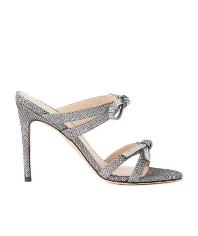 STUART WEITZMAN GLITTERED 90MM BOW-DETAIL SANDALS