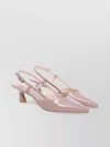 Stuart Weitzman Glossy Buckle Mid Heel Slingback Pumps