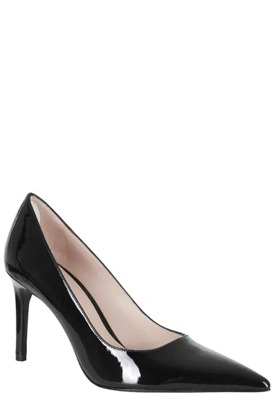 Stuart Weitzman Glossy Leather Pumps With Pointed Toe And Stiletto Heel In Black