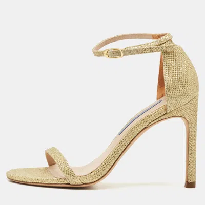 Stuart Weitzman Gold Glitter Ankle Strap Sandals