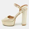 Stuart Weitzman Gold Leather Ankle Strap Platform Sandals In Gold