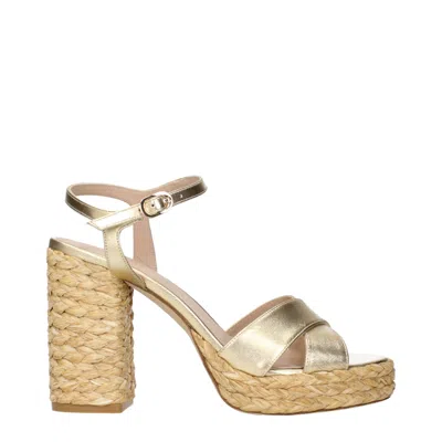STUART WEITZMAN GOLD LEATHER PLATFORMS