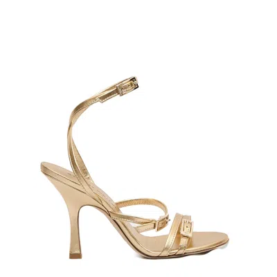 Stuart Weitzman Gold Sandal Straps Heel 100mm