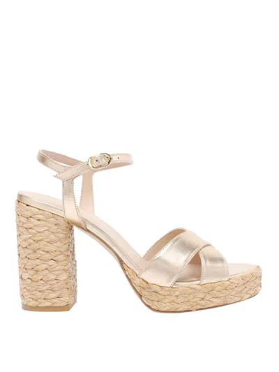 STUART WEITZMAN GOLDEN DAYNA PLATFORM PUMP SANDALS