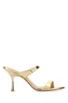 Stuart Weitzman Metallic-effect Double-strap Sandals In Golden
