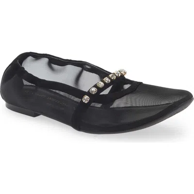 Stuart Weitzman Goldie Crystal Strap Ballet Flat In Black