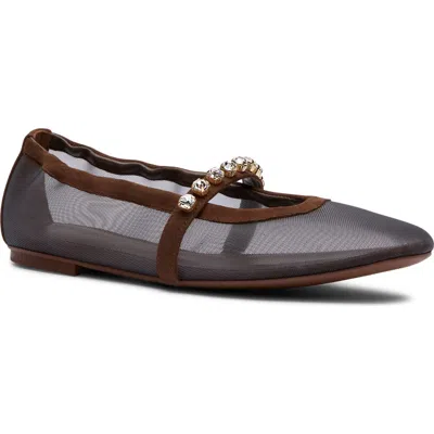 Stuart Weitzman Goldie Crystal Strap Ballet Flat In Brown