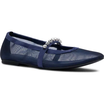 Stuart Weitzman Goldie Crystal Strap Ballet Flat In Blue