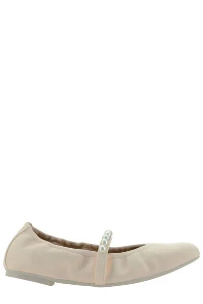 Stuart Weitzman Goldie Embellished Ballet Flats In Beige