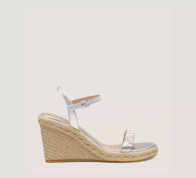 Stuart Weitzman Goldie Espadrille Wedge In Silver
