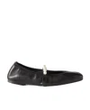 Stuart Weitzman Laced Pearl Round Toe Flat Shoes In Black