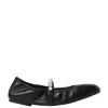 Stuart Weitzman Goldie Leather Ballet Flats In Black