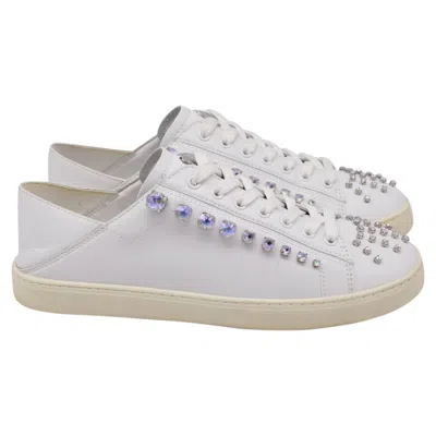 Stuart Weitzman Goldie Shine Convertible Low-top Sneakers N White Leather