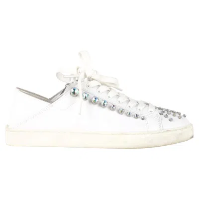 Stuart Weitzman Goldie Shine Convertible Sneakers In White Leather