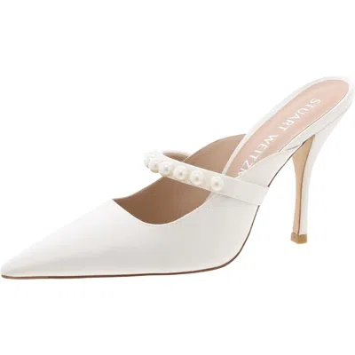 Stuart Weitzman Goldie Womens Embellished Patent Leather Pumps In White