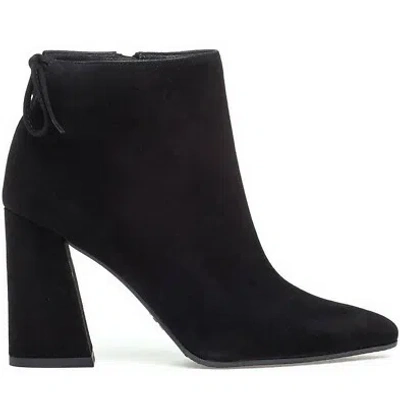 Pre-owned Stuart Weitzman Grandiose Tapered Heel Ankle Booties, Black Suede, Eur 40