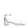 Stuart Weitzman Nudist Metallic Ankle-strap Sandals In Silver