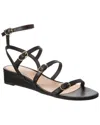 Stuart Weitzman Grecian Buckle Wedge Sandal In Black