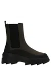 Stuart Weitzman Chunky Sole Ankle Boot With Elastic Panels In Green