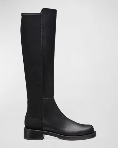 Stuart Weitzman Black Half And Half Leather Stretch Boots For Women