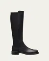 Stuart Weitzman Black Half And Half Leather Stretch Boots For Women In Black