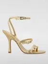 Stuart Weitzman Georgie Metallic Buckles Strappy Sandals In Gold