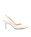 Stuart Weitzman Pointed Toe Slingback Heels With Delicate Strap In White