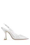 Stuart Weitzman Glam Xcurve Crystal Slingback Pumps In Silver