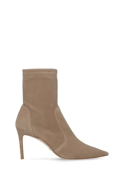 Stuart Weitzman Suede Ankle Boots 85 In Beige