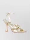 Stuart Weitzman High Heel Sandals With Metallic Knot Detail In Neutrals