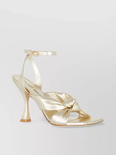 Stuart Weitzman High Heel Sandals With Metallic Knot Detail In Gold