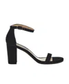 Stuart Weitzman 'nearlynude' Ankle Strap Suede Sandals In Black