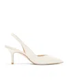 Stuart Weitzman Pointed Toe Slingback Heels With Delicate Strap In White