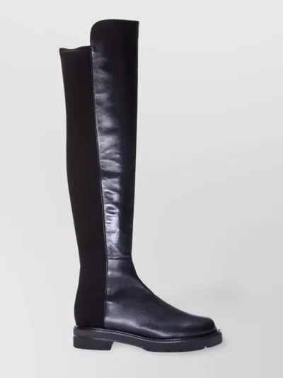 Stuart Weitzman High Leather Chunky Heel Boots In Black