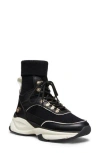 Stuart Weitzman High Top Sneaker In Black/butter/black