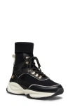 Stuart Weitzman High Top Sneaker In Black/butter/black