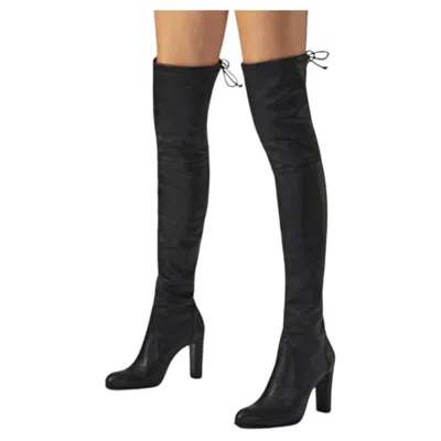 Pre-owned Stuart Weitzman Highland Iconic Boots. 90s Glam Leather. Size 39 (us 9) Gisele In Black