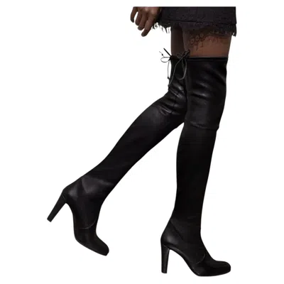 Pre-owned Stuart Weitzman Highland Over The Knee Boot, Black Leather $895 Us 8.5