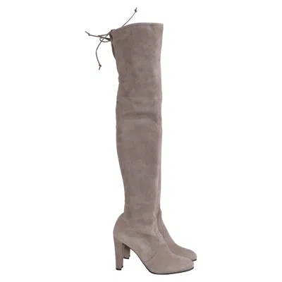 Stuart Weitzman Highland Over-the-knee Boots In Grey Suede In Gray