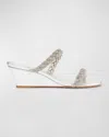 STUART WEITZMAN HIGHSHINE CRYSTAL BRAID WEDGE SANDALS