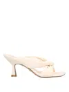 Stuart Weitzman 'sculpted Heel Leather Sandals With Knotted Design' In White