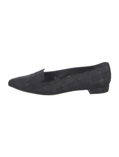Pre-owned Stuart Weitzman Houndstooth Print Loafers In Black