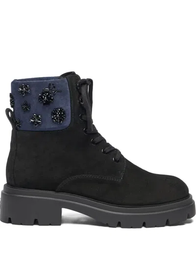 STUART WEITZMAN HUDSON EMBROIDERED LACE-UP BOOTS