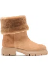 Stuart Weitzman Hudson Fur-trim Boots In Brown