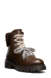 Stuart Weitzman Hudson Lite Genuine Shearling Lined Lace-up Bootie In Brown